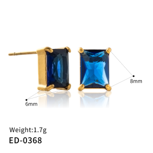 Rectangular gold stud earrings