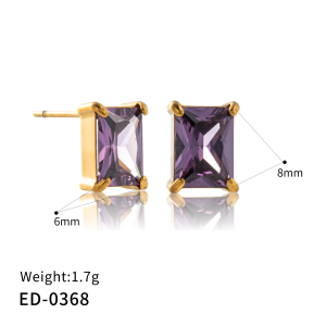 Rectangular gold stud earrings