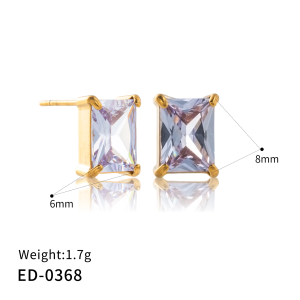 Rectangular gold stud earrings