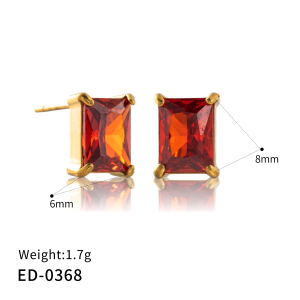 Rectangular gold stud earrings