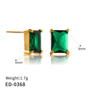 Rectangular gold stud earrings
