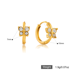 Gold Flowers Huggie Hoop Earrings
