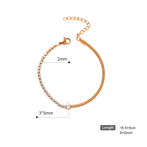 Teardrop and Square-Link Snake Chain Bracelet