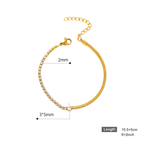 Teardrop and Square-Link Snake Chain Bracelet