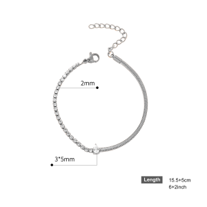 Teardrop and Square-Link Snake Chain Bracelet